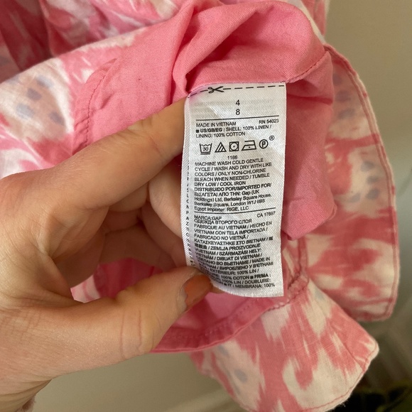 GAP 100% Linen Pink Patterned Dress with Pockets - Picture 11 of 13